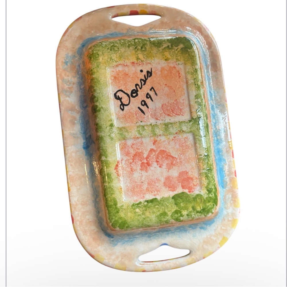 Handpainted, Artist Signed Colorful Ceramic Tray. - Picture 7 of 7